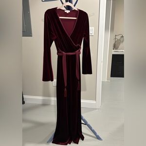 Velvet Wrap-Front Jumpsuit